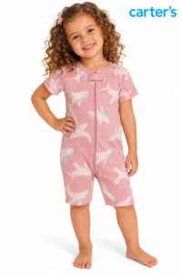 Macacão Infantil Rosa Carter’s Estampa de Baleias